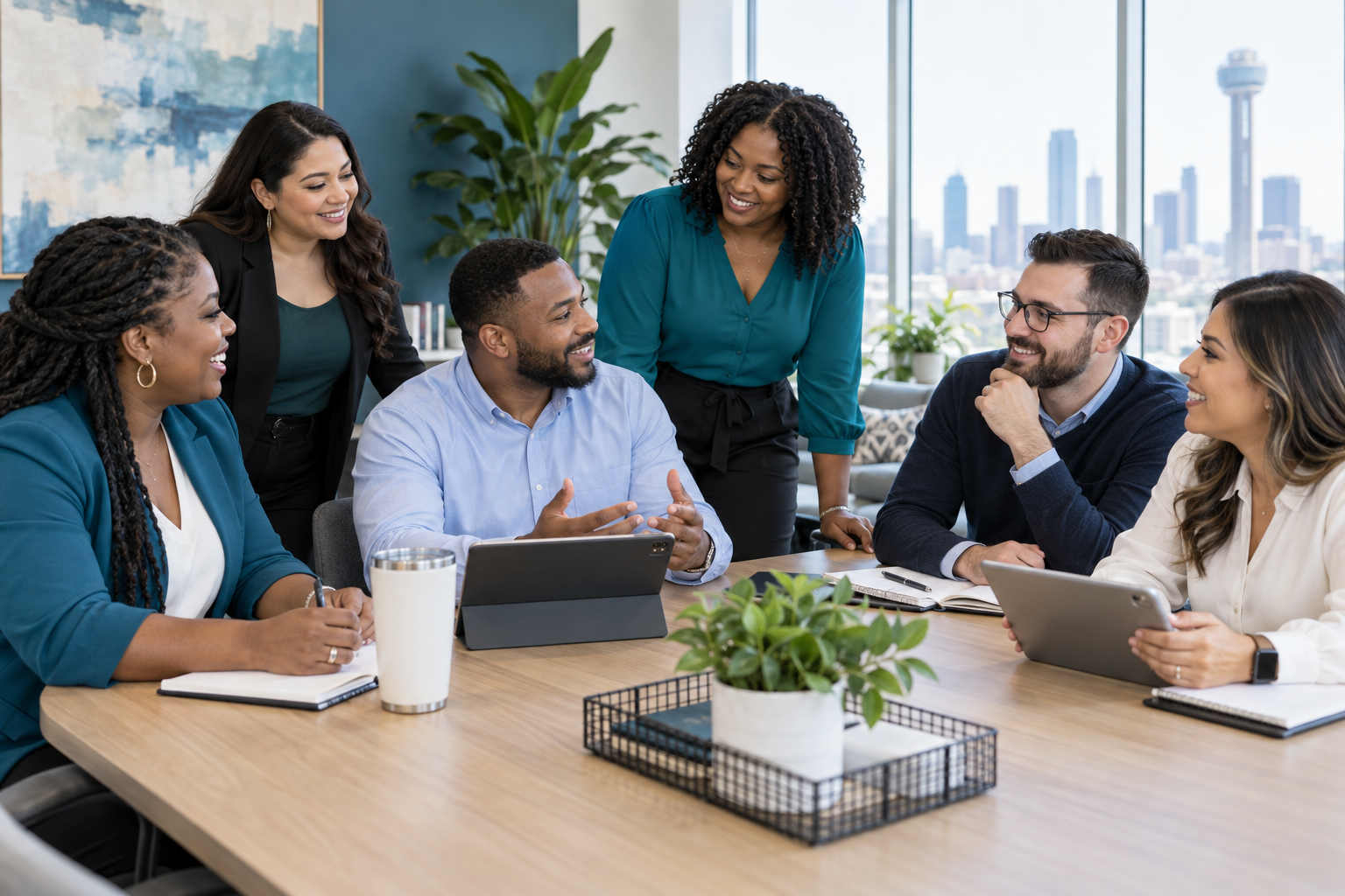 A diverse team of behavioral health and community care professionals collaborating
